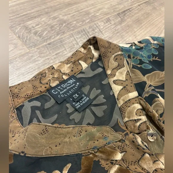 Citron Santa Monica Sheer Burnout Tunic / Kaftan Dress – Size 2X - Picture 4 of 4